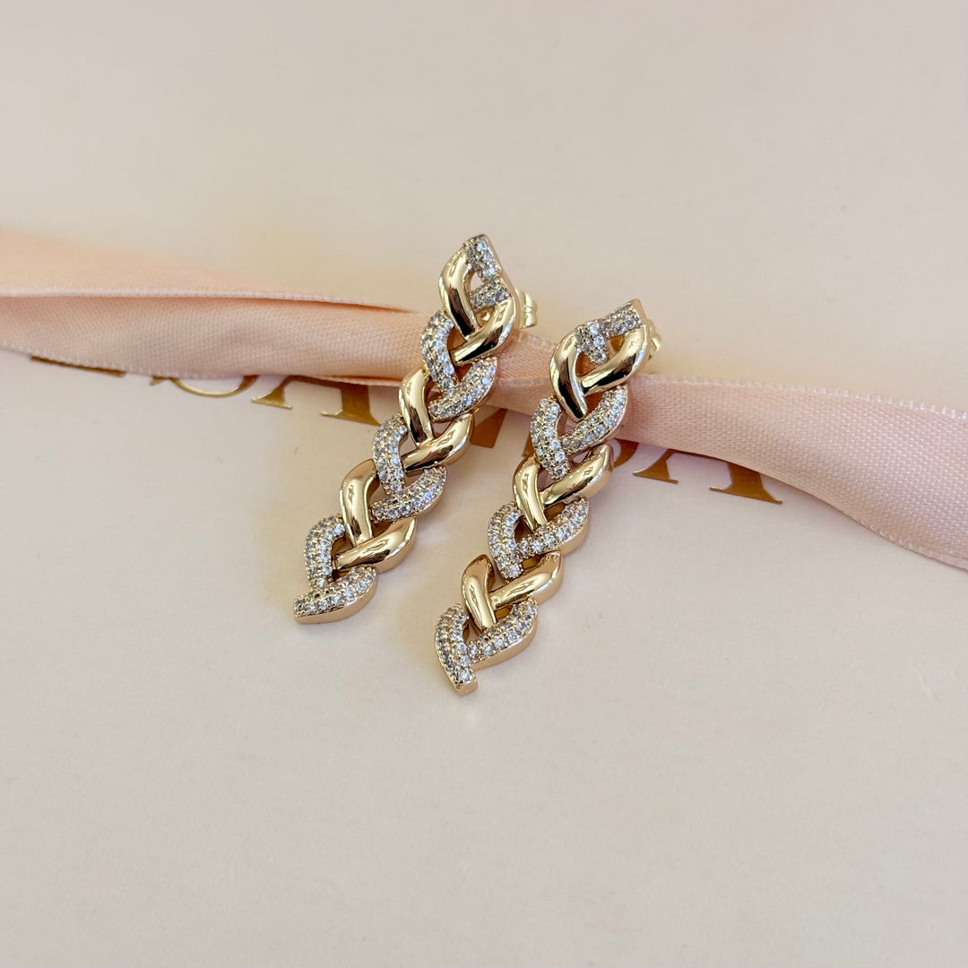 Chain zircone gold plated earrings
