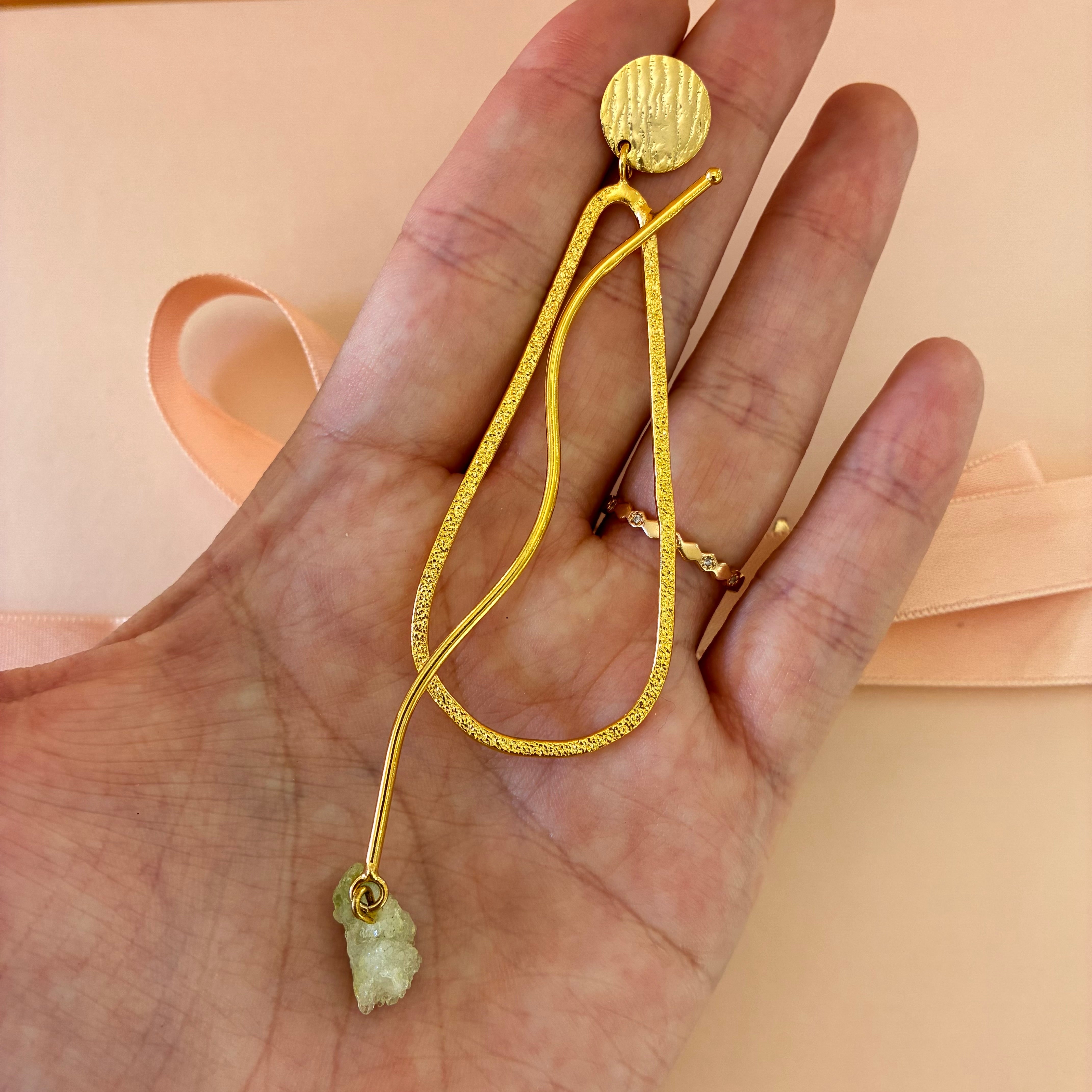 Handmade mint stone gold plated set