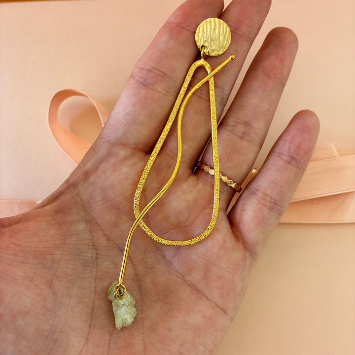 Handmade mint stone gold plated set