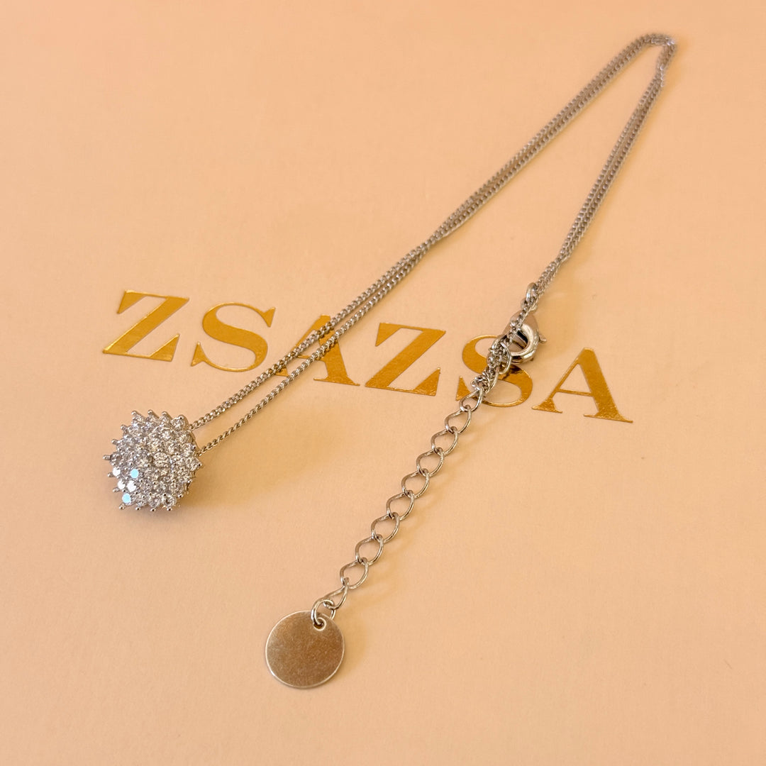 Flower Zircone silver pendant and bracelet