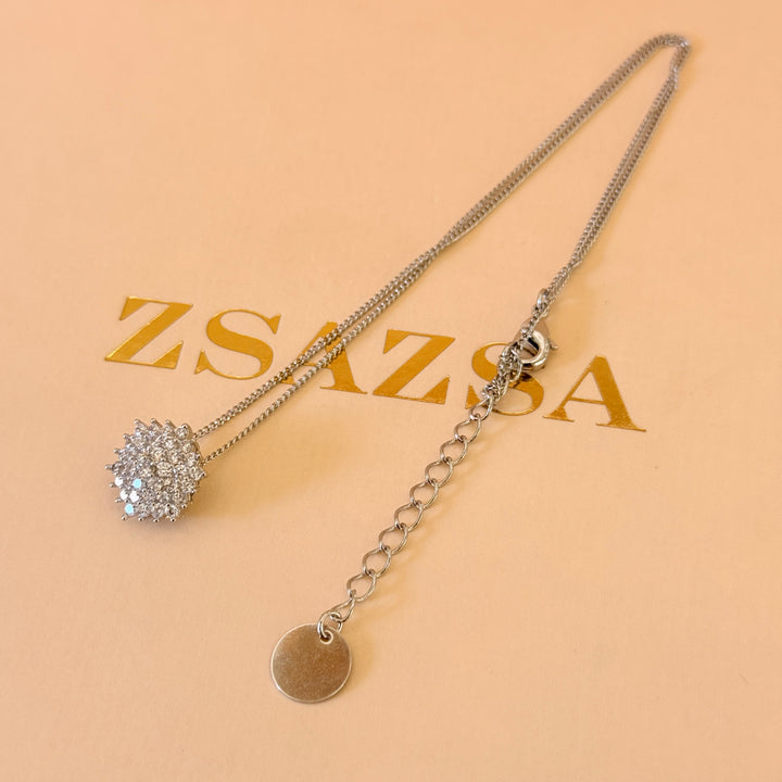 Flower Zircone silver pendant and bracelet