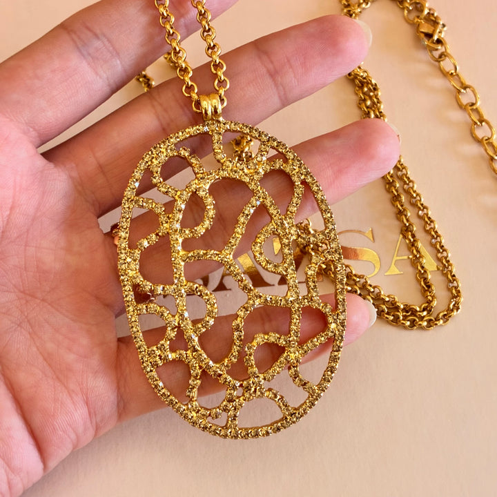 Long bronze Swarovski crystals pendant