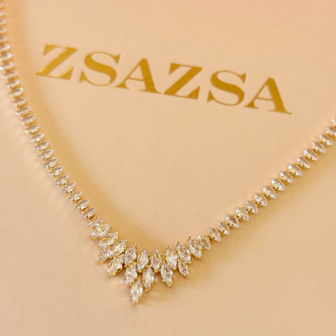 Marquise zircone gold plated set