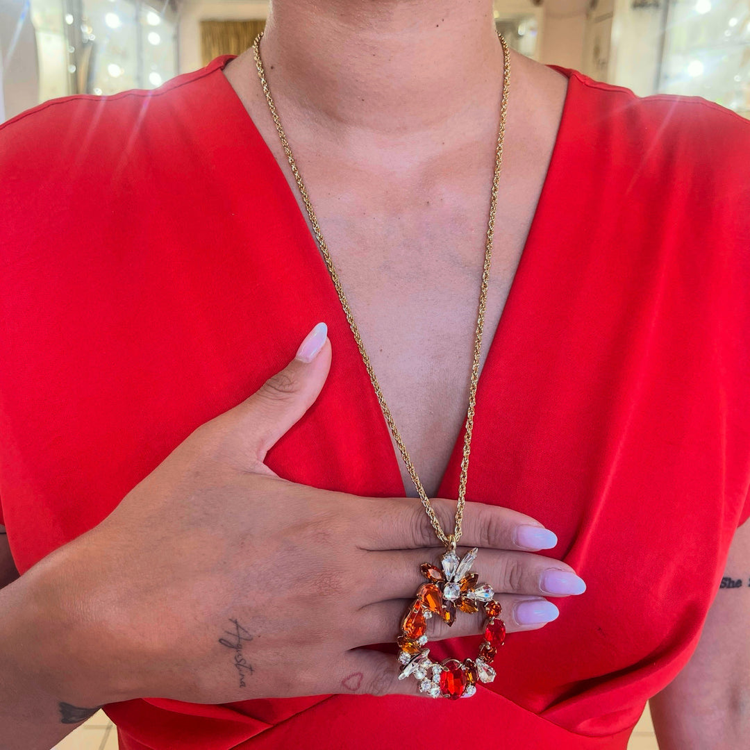 Orange and red Preciosa crystals set