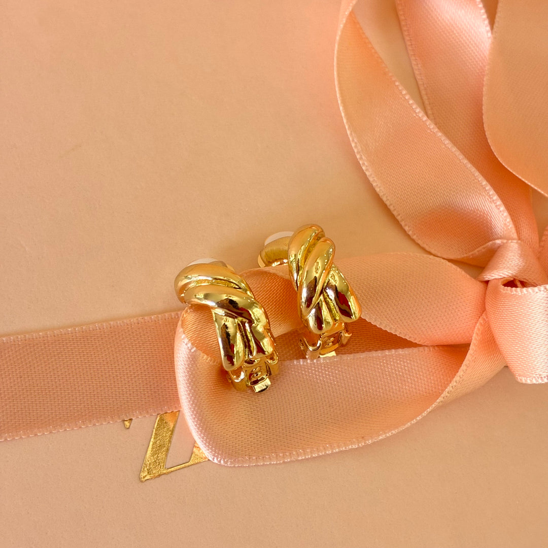 Twisted half hoops clip on earrings
