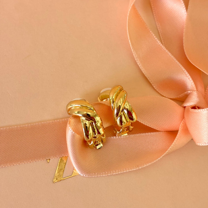 Twisted half hoops clip on earrings