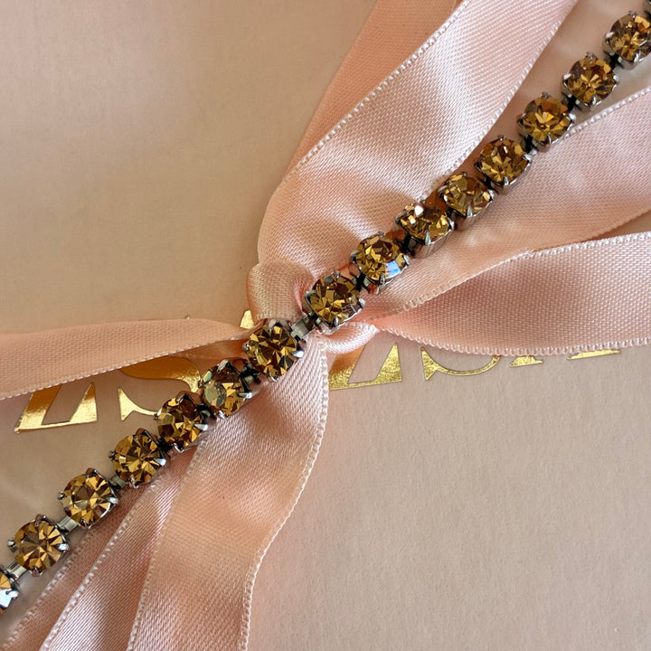 Bronze Swarovski crystals silver bracelet