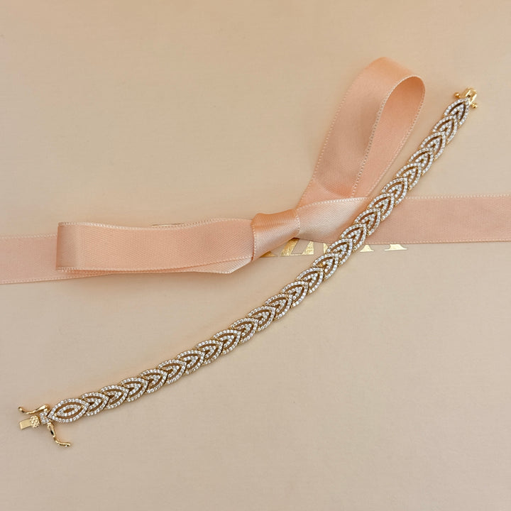 Zircone leaves gold plated bracelet