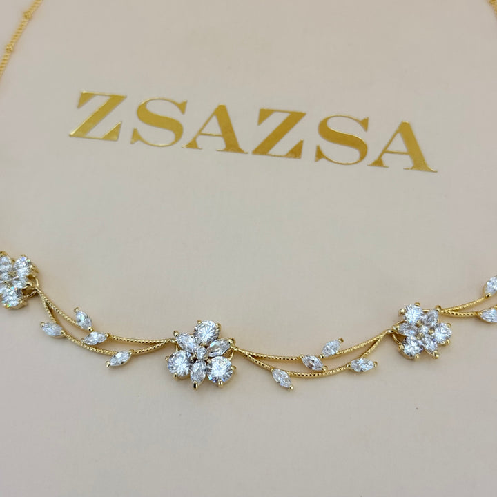 Flower zircone gold plated set