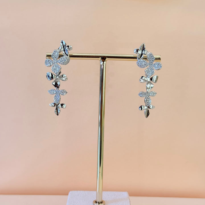 Flowers plain and zircone silver earrings