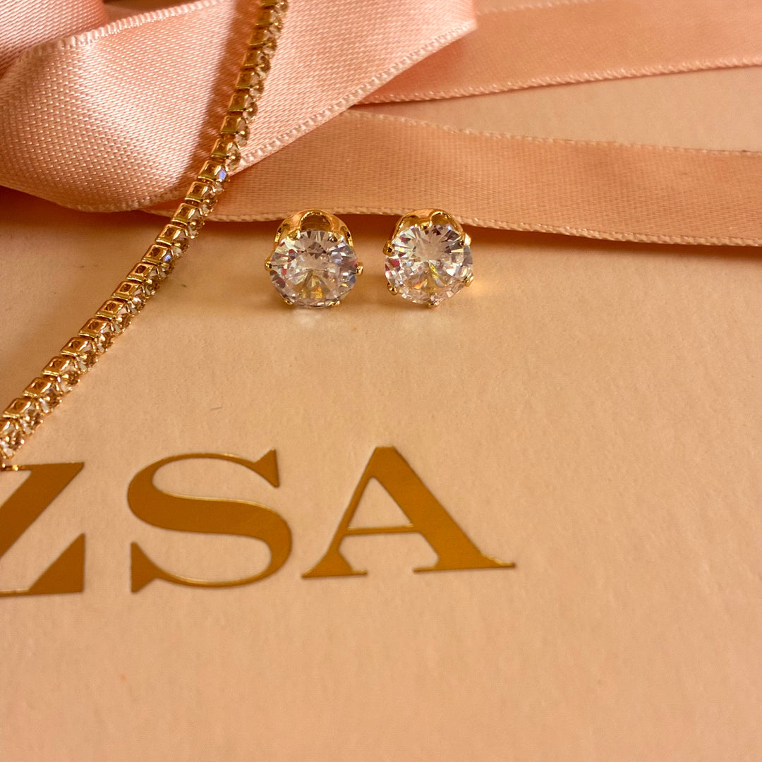 Solitaire zircone gold plated set