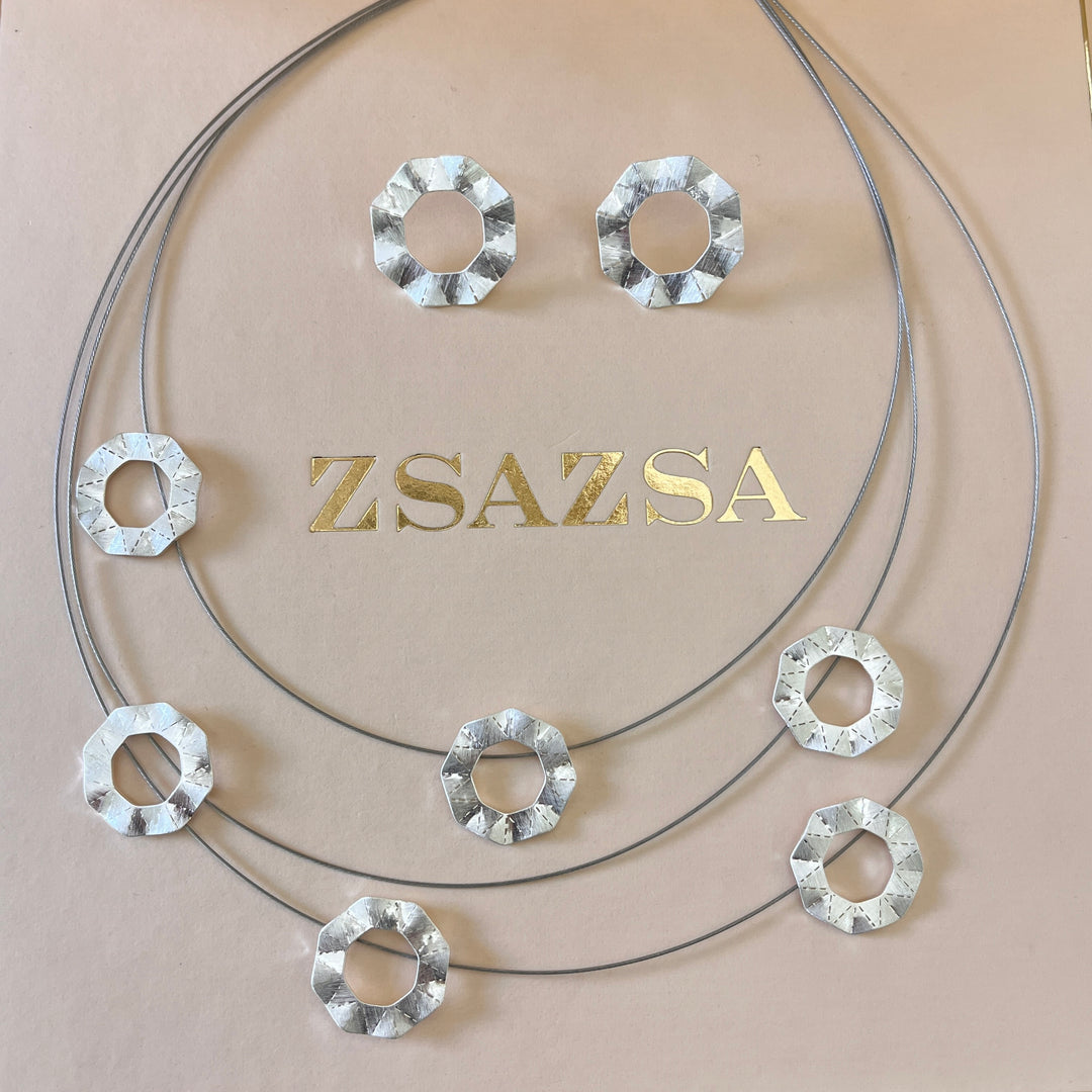 Handmade discs white gold plated set