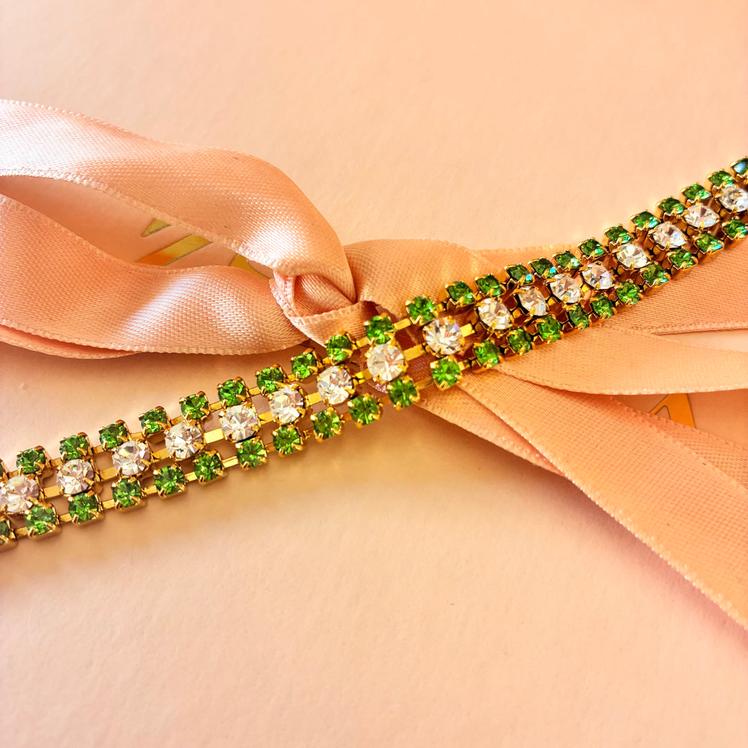 3 rows green Preciosa crystals bracelet