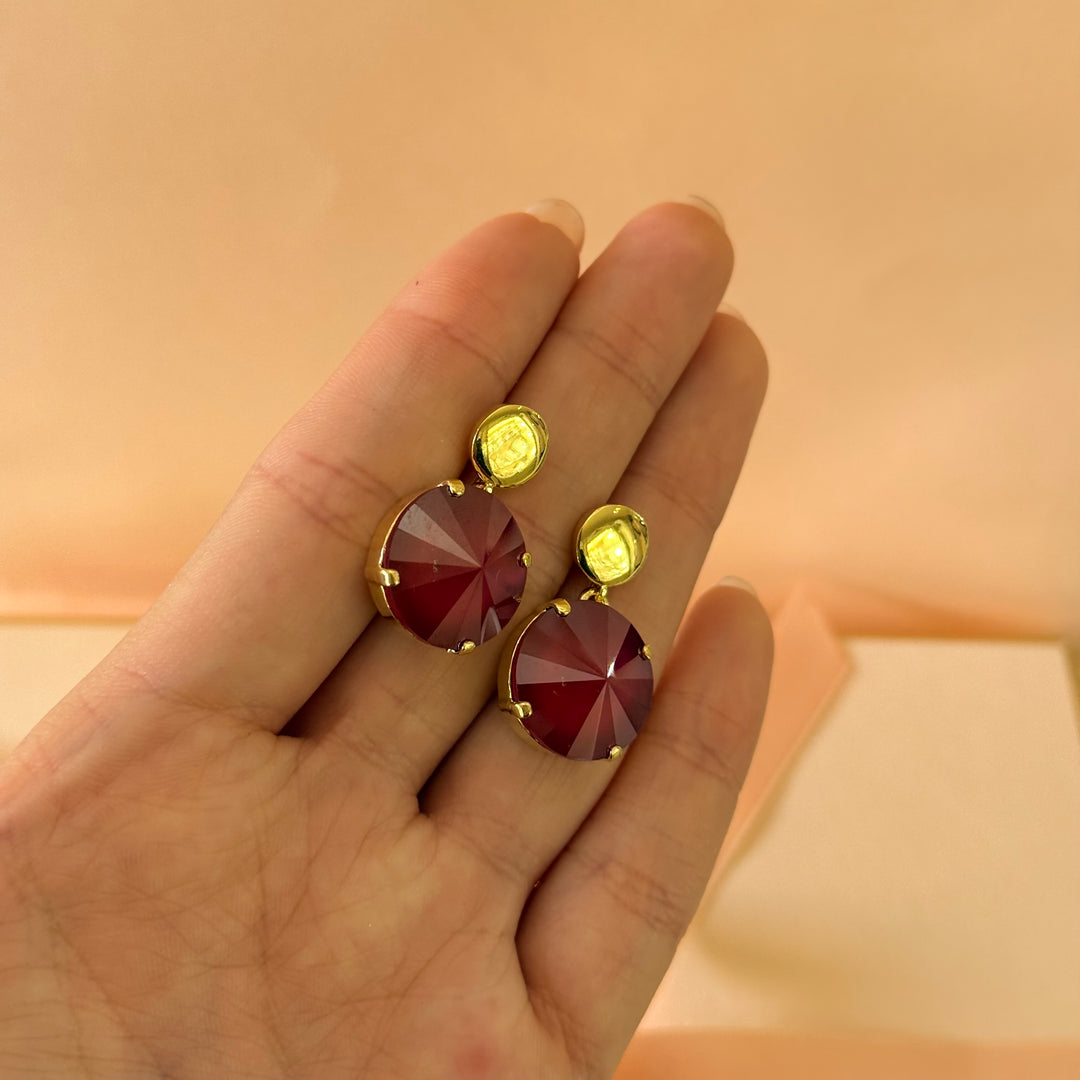 Round red Swarovski crystals earrings and ring