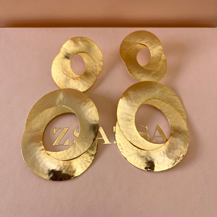 Big & twisted gold handmade earrings