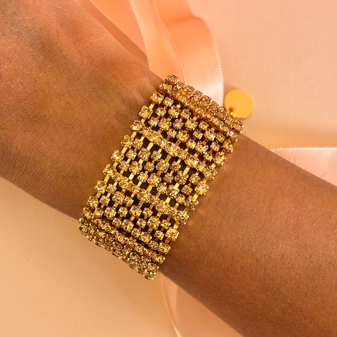 9 rows Bronze Swarovski crystals bracelet