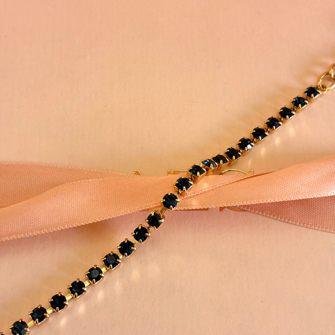 Dainty Navy blue Swarovski crystals bracelet