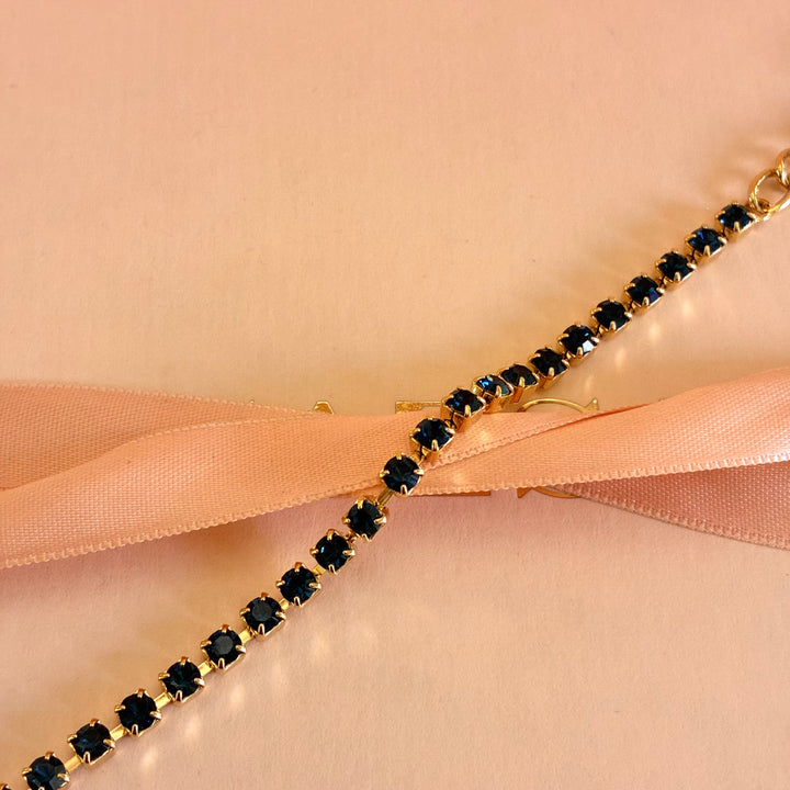 Dainty Navy blue Swarovski crystals bracelet