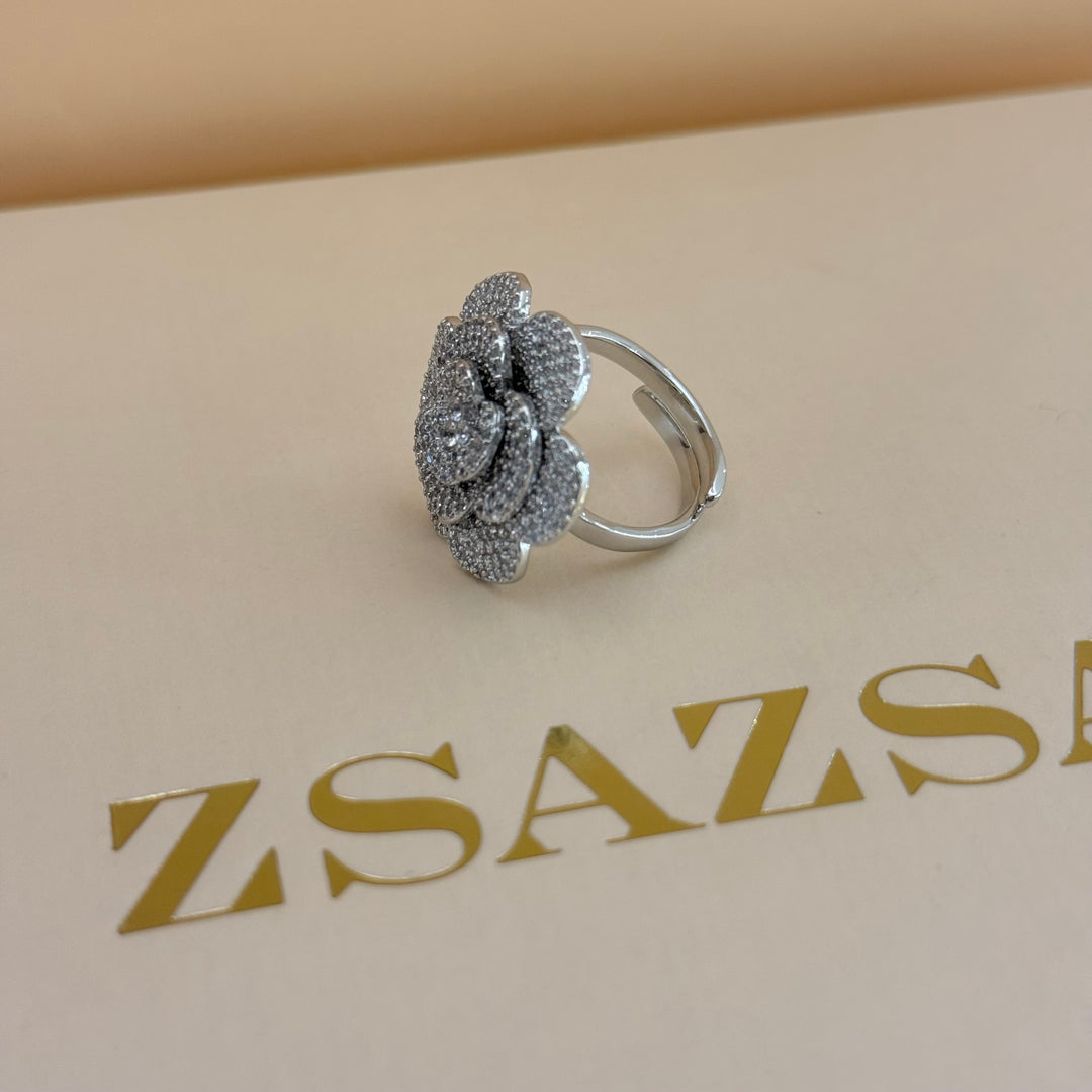 Rosette zircone silver set