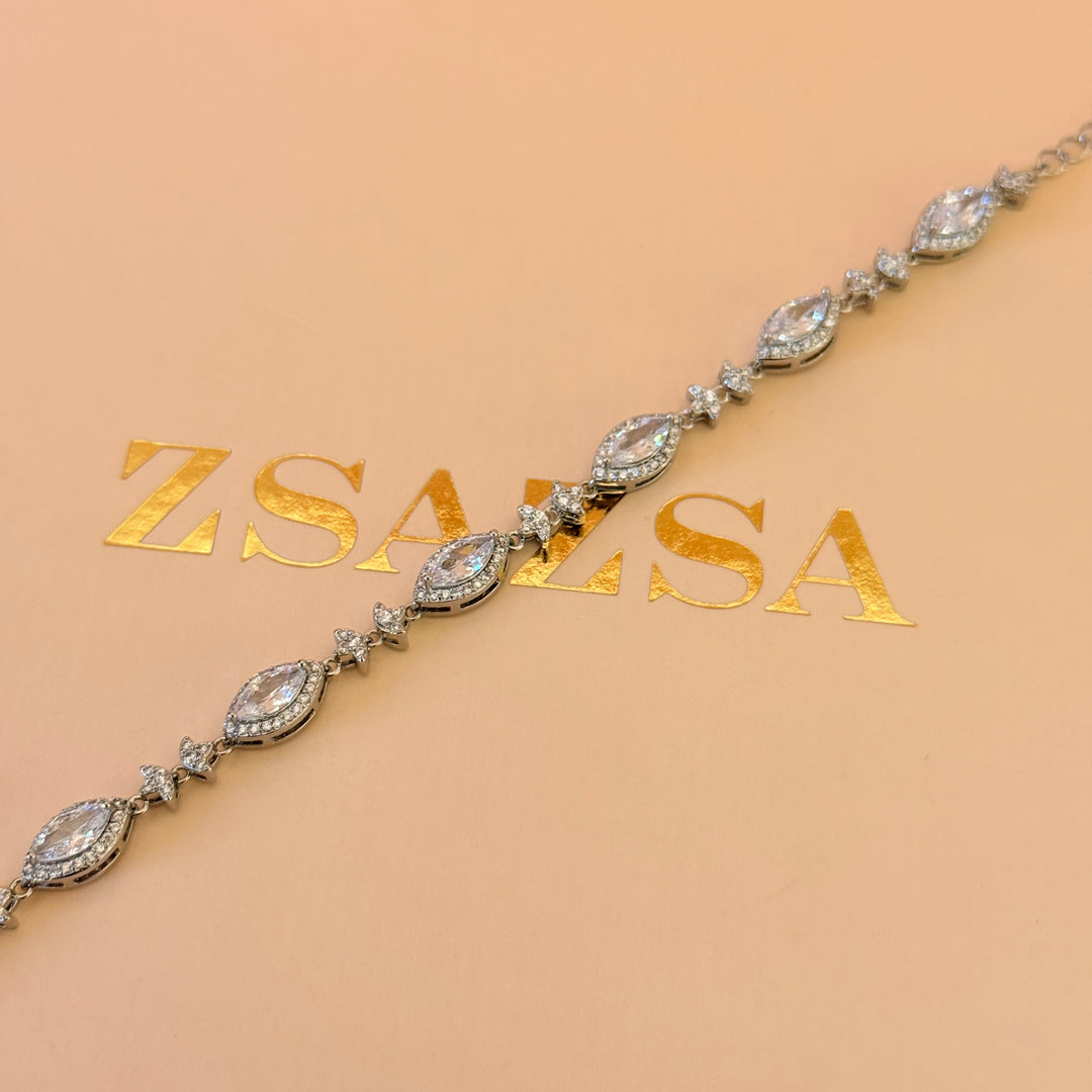 Marquise zircone silver bracelet