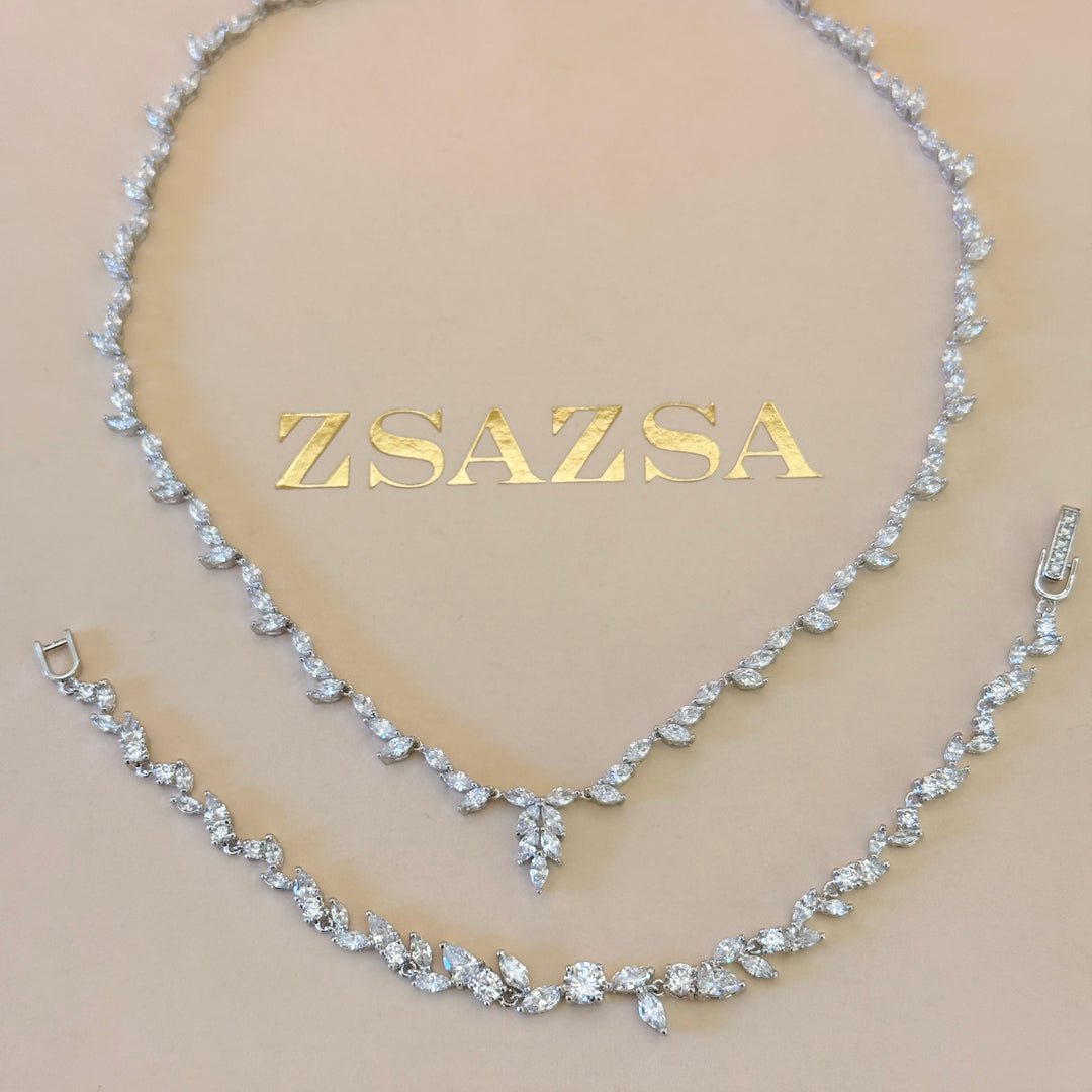 Marquise zircone silver set