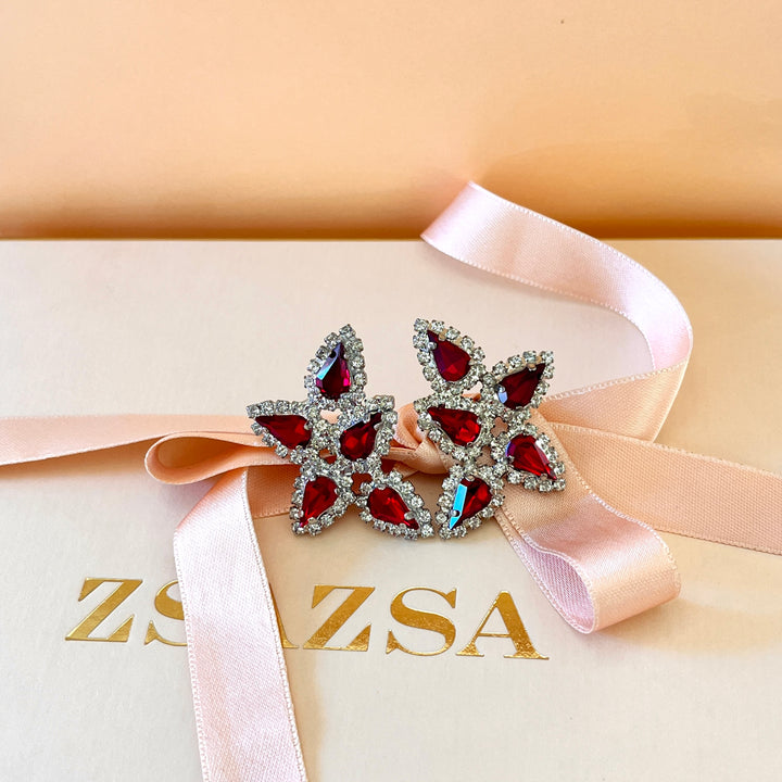 Red Swarovski crystals studs
