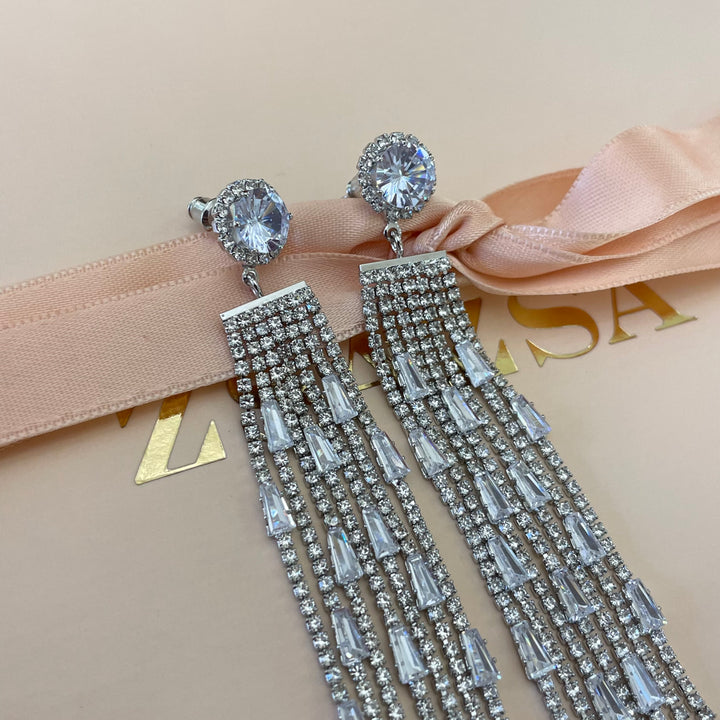 Long silver earrings