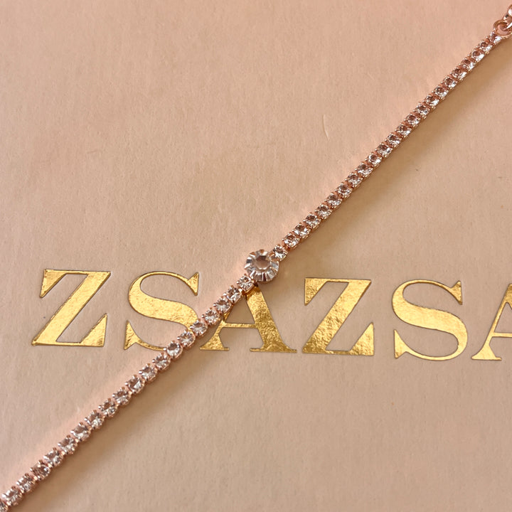 Rhinestone rose gold plated bracelet