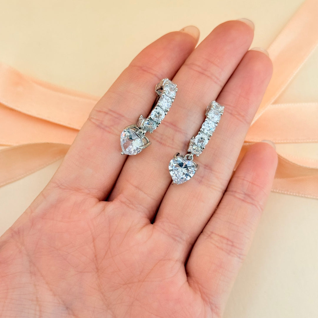 Heart silver zircone hoops