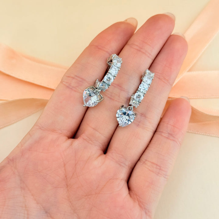 Heart silver zircone hoops