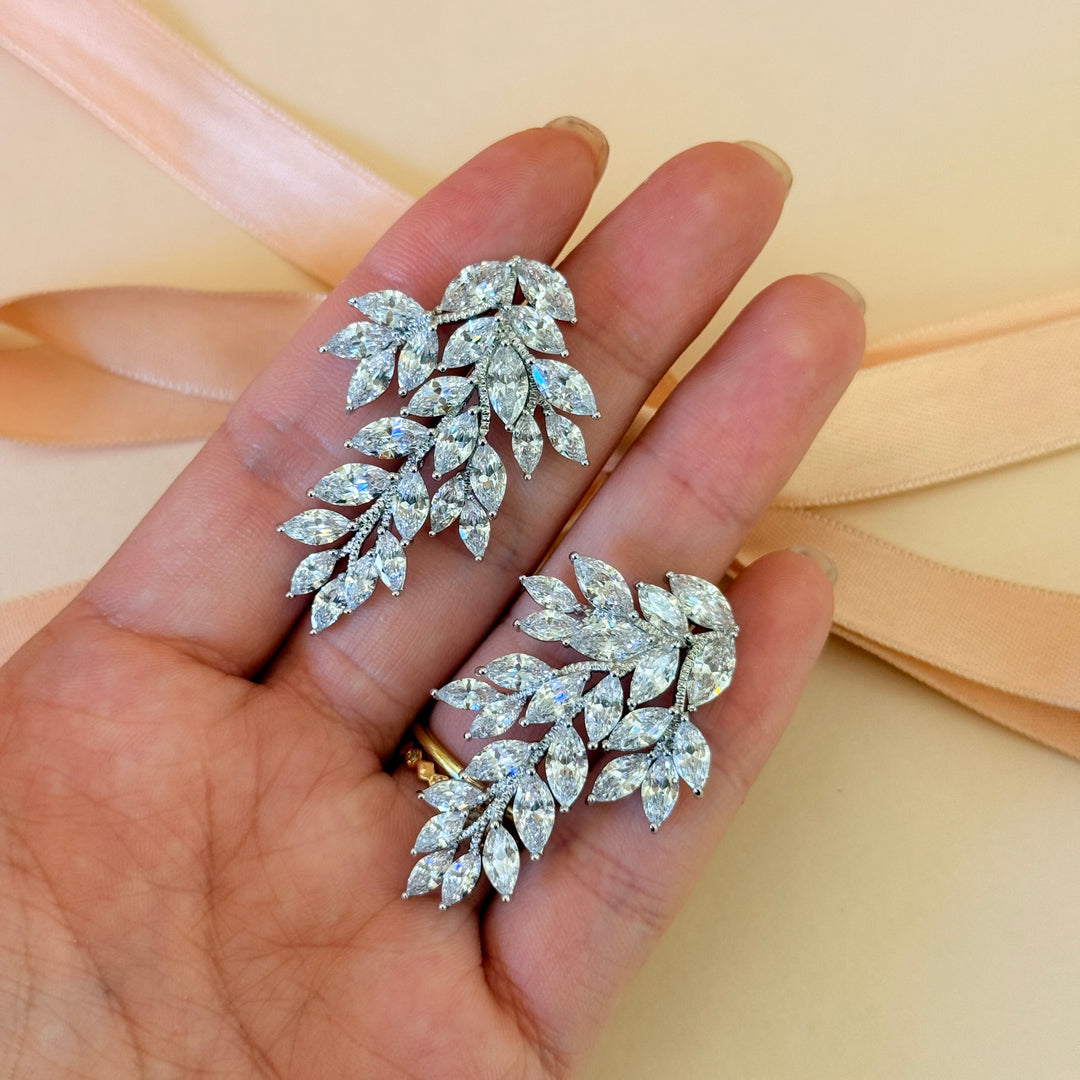 Chunky marquise silver earrings