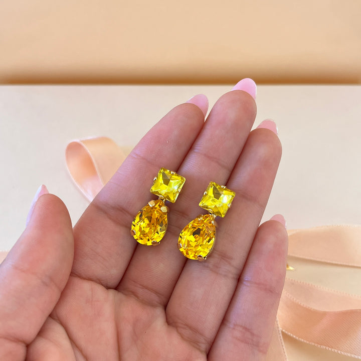 Yellow Swarovski crystals studs