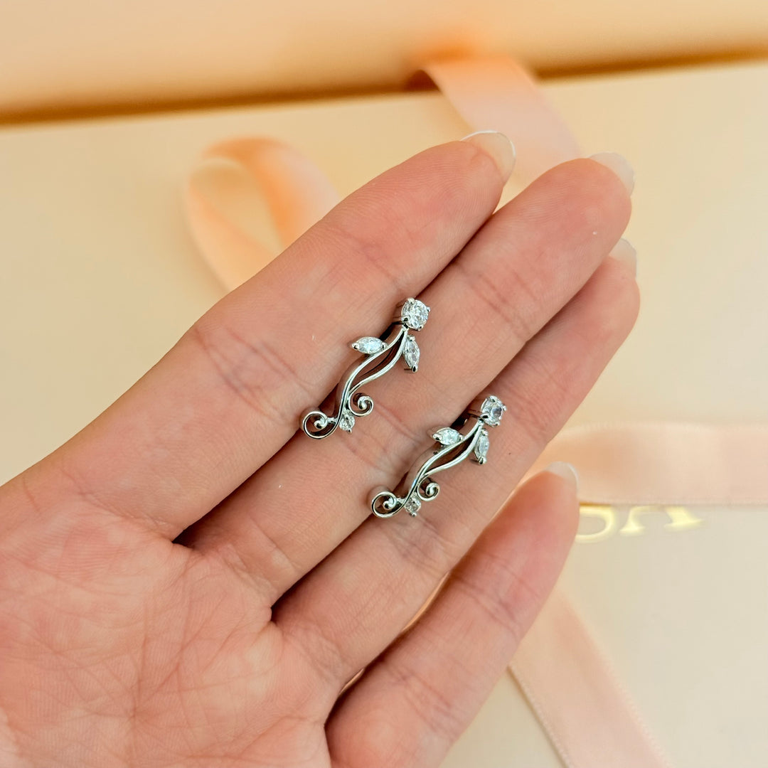 Leaves zircone silver earrings
