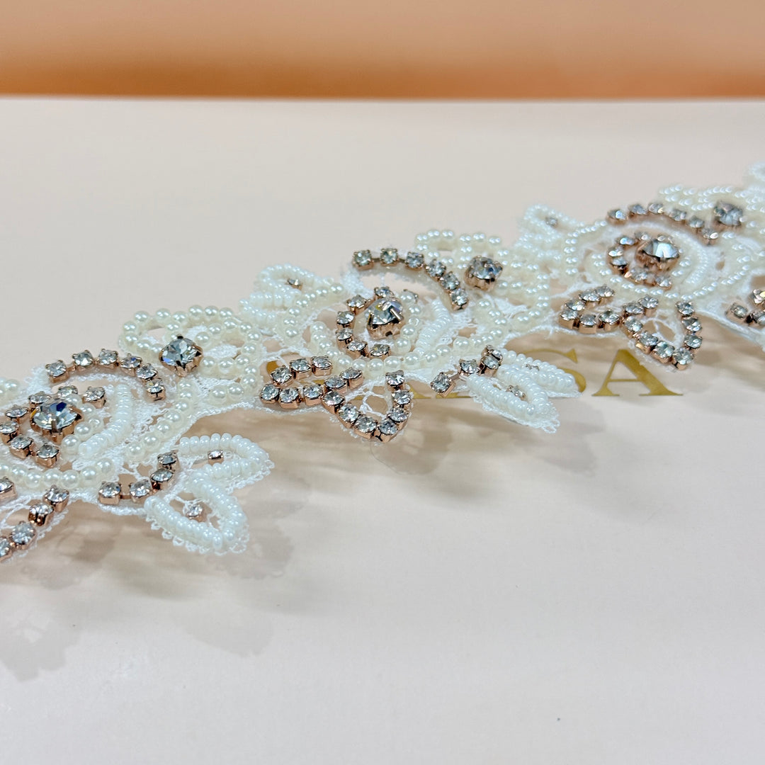 Rhinestone and pearl handmade rose gold headband
