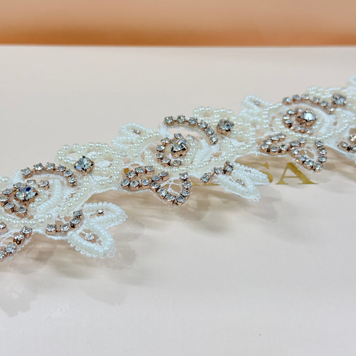 Rhinestone and pearl handmade rose gold headband