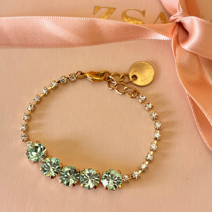 Mint Swarovski crystals gold plated bracelet