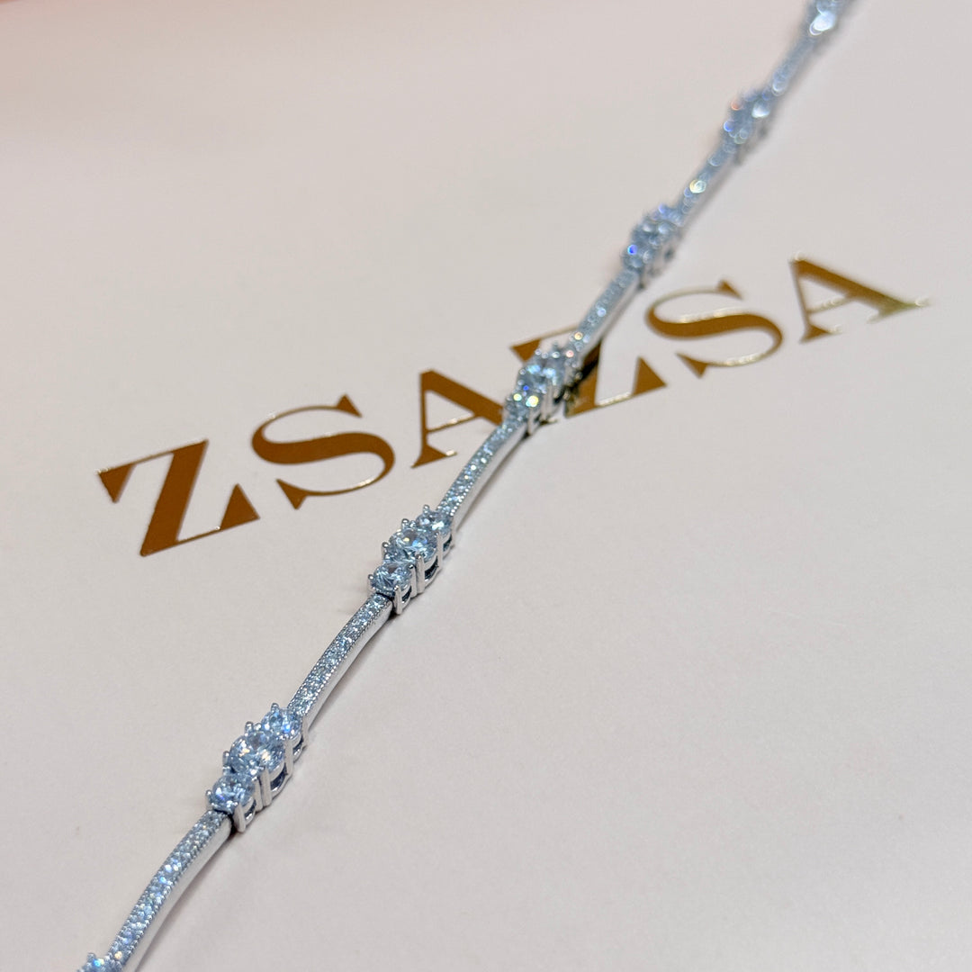 Dainty zircone sterling silver bracelet