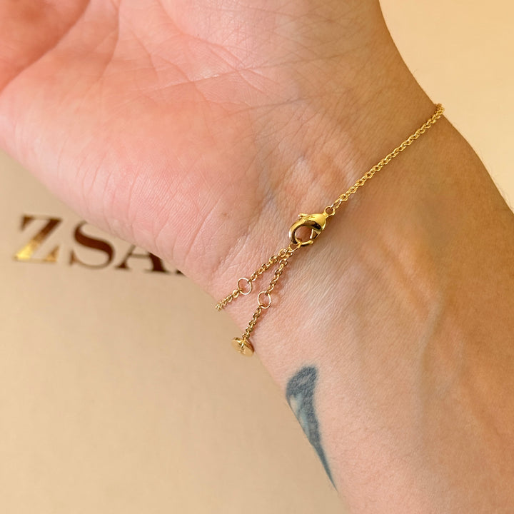 Rhinestone star gold plated ring bracelet