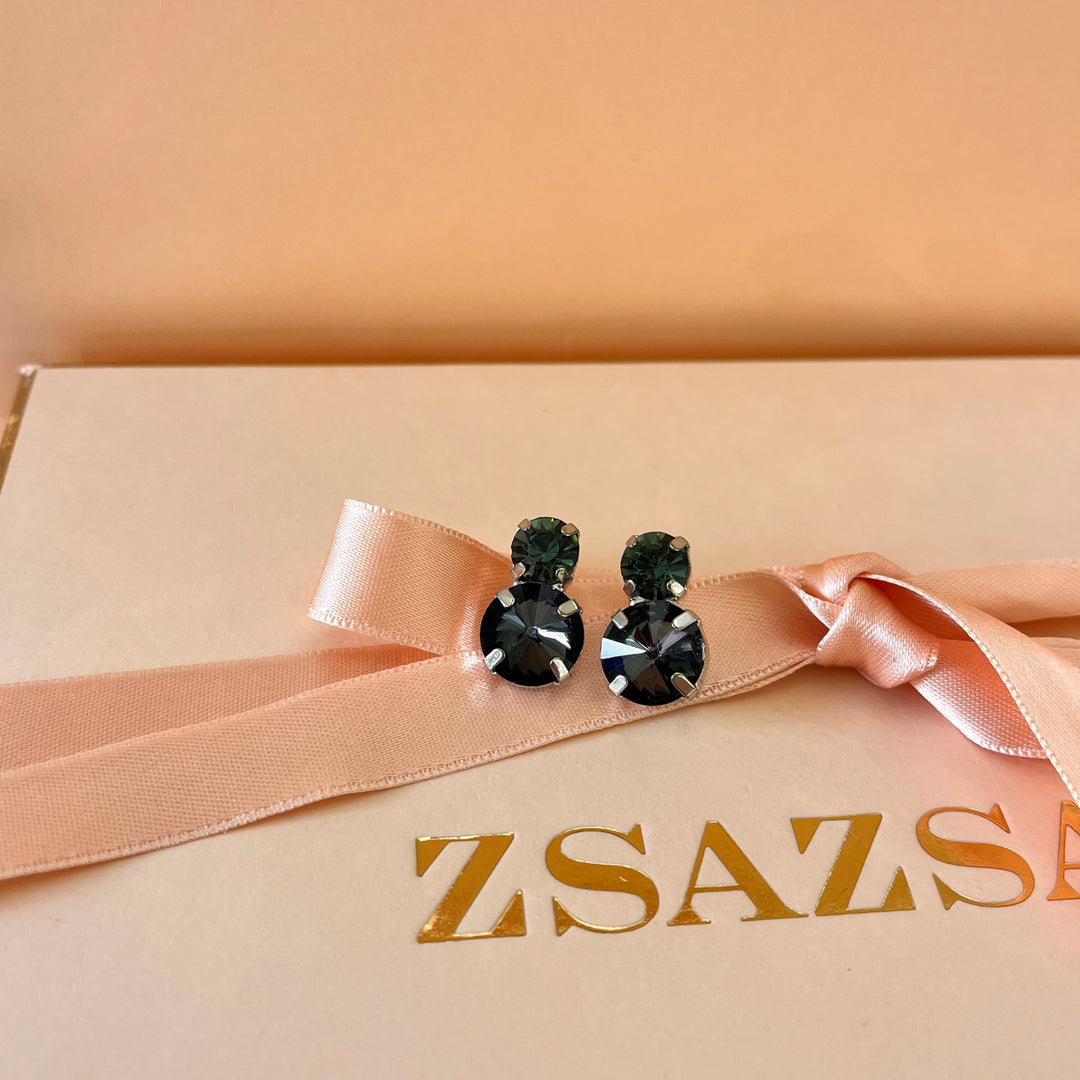 Grey double preciosa crystals studs