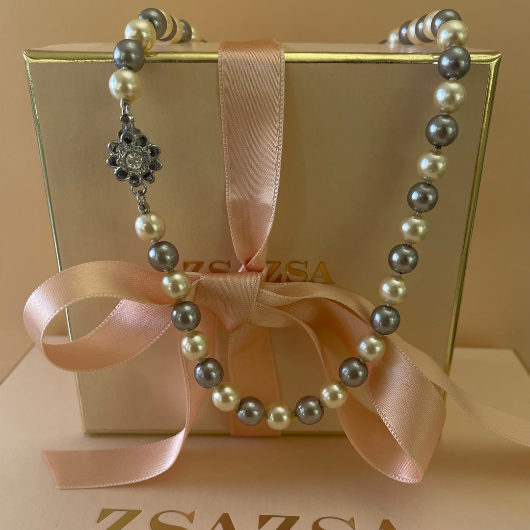 Grey & cream necklace