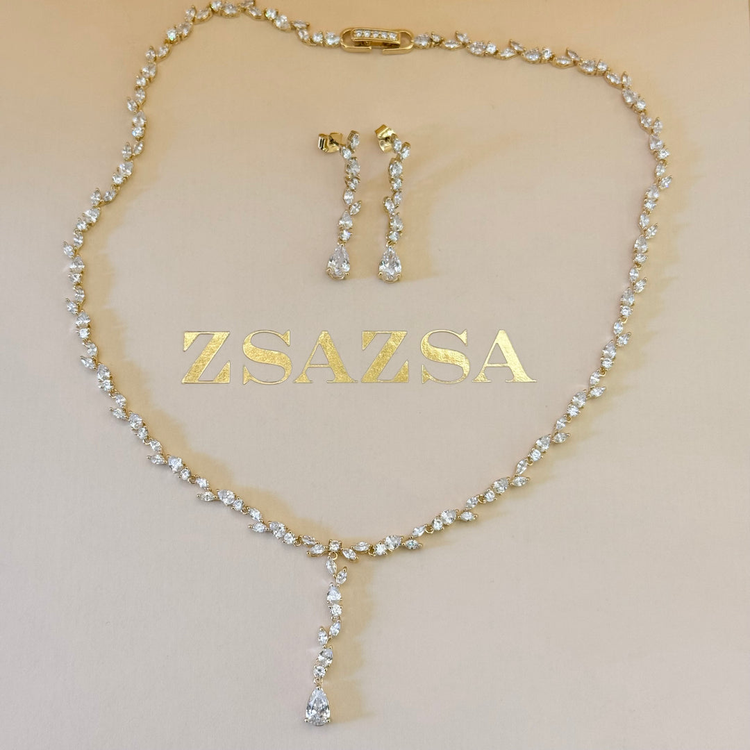 Marquise and teardrop zircone gold plated