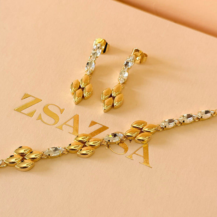 Marquise Swarovski crystals earrings and bracelet