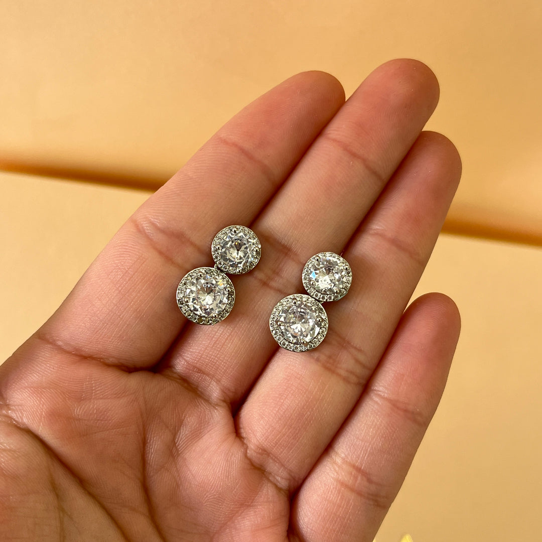 Silver zircone double round set