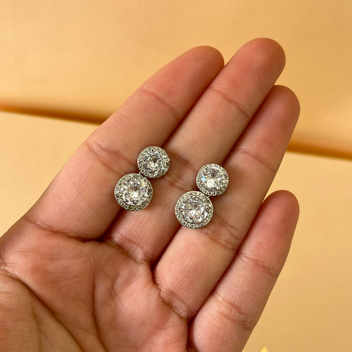 Silver zircone double round set