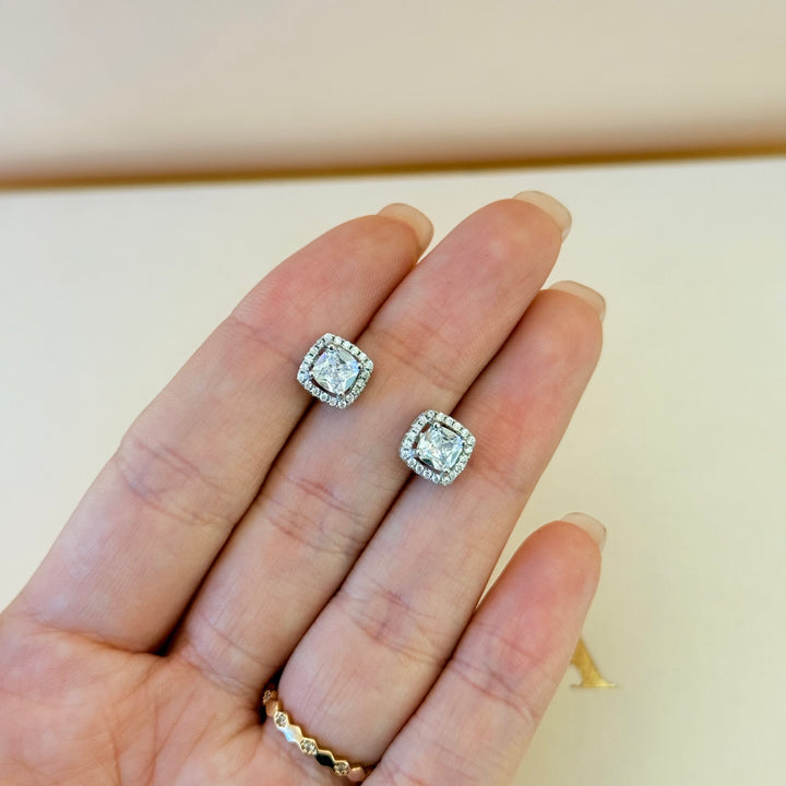 Square zircone sterling silver set