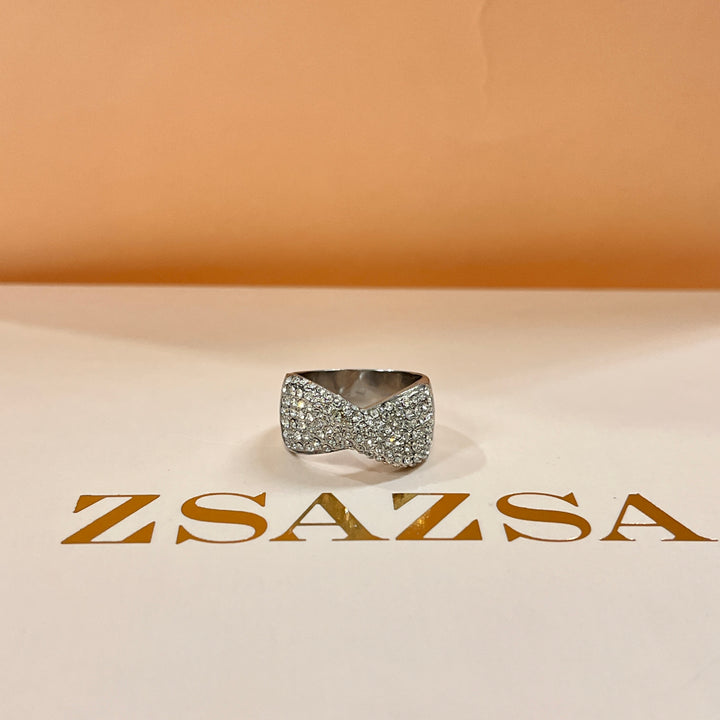 Zircone sterling silver twisted band ring