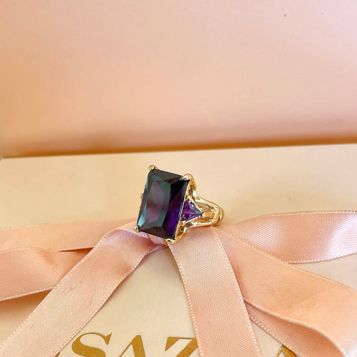 Purple rectangular ring