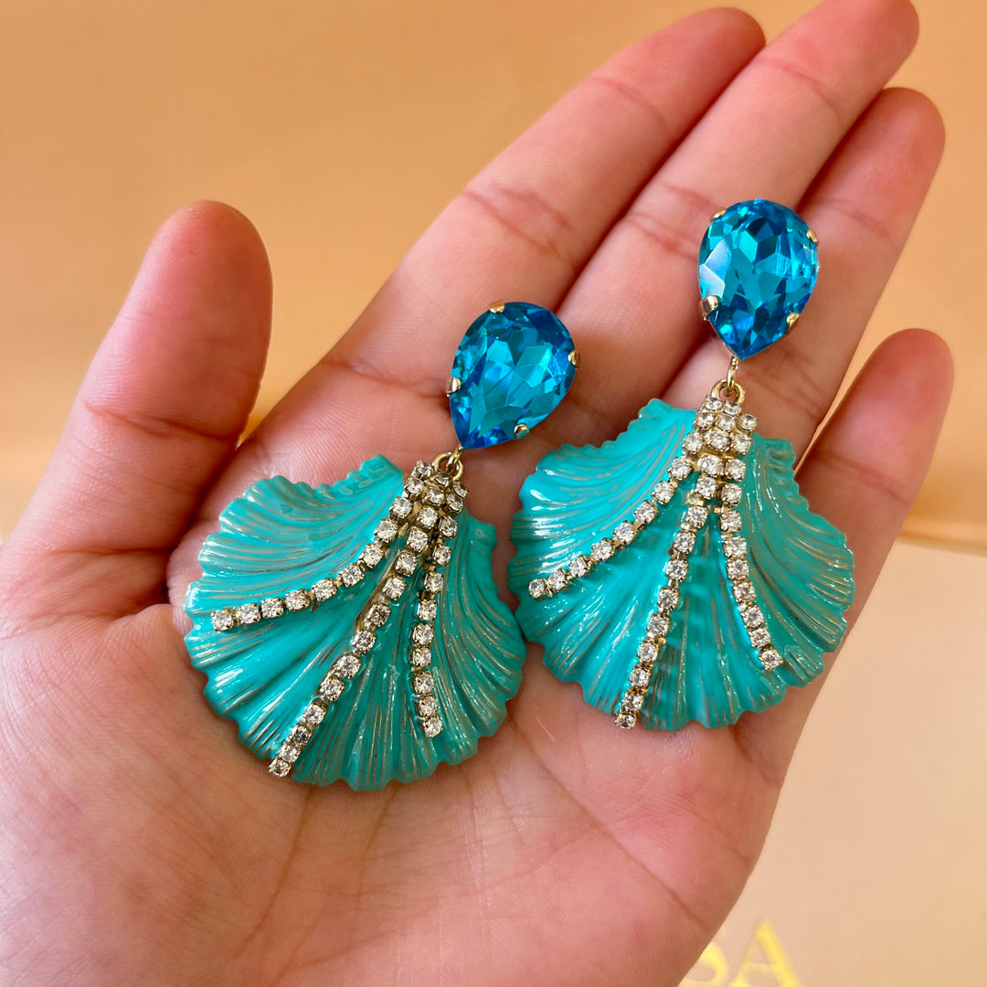 Sea shell Swarovski crystals  earrings