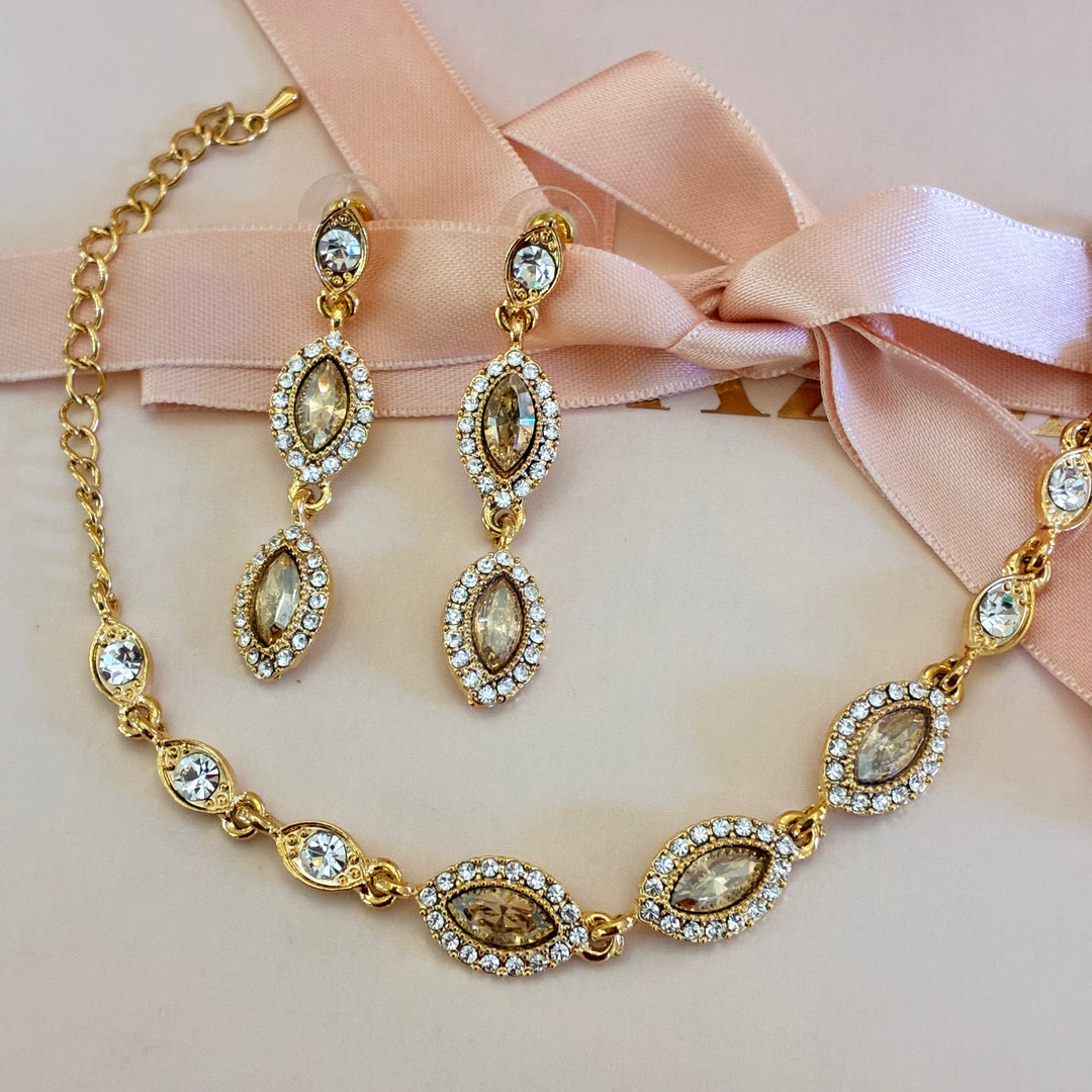 Marquise champagne gold plated set