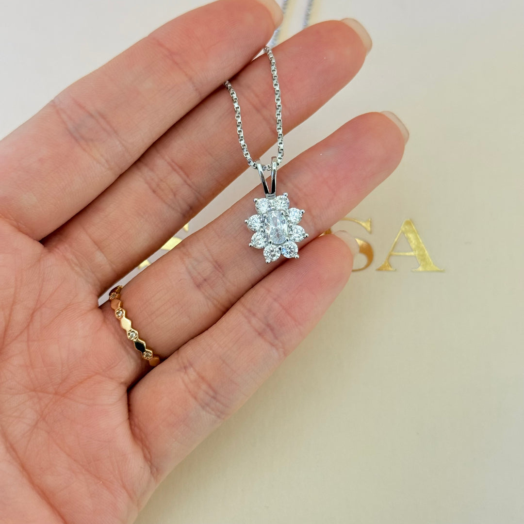 Flower zircone sterling silver set